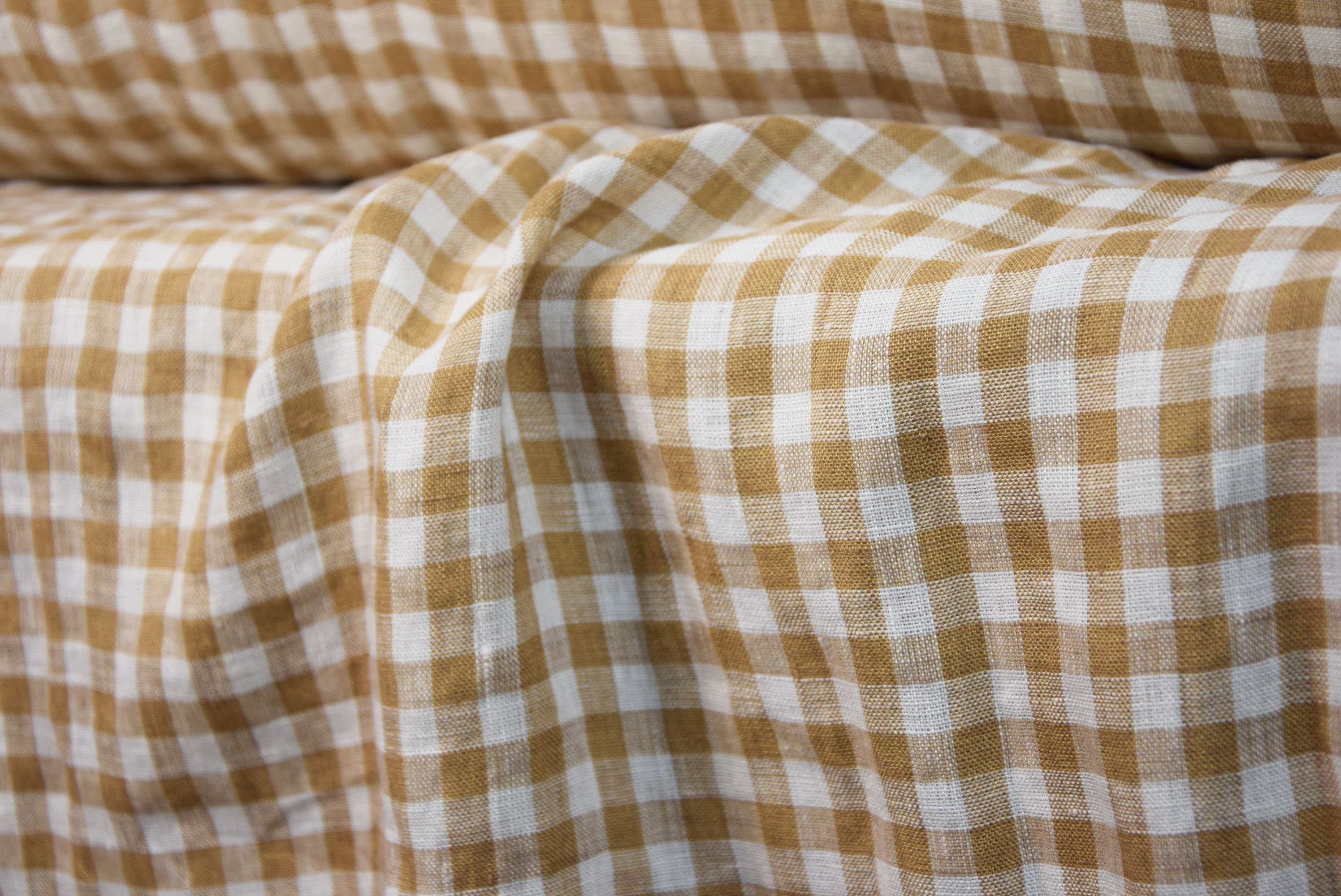 Pure 100 Linen Fabric Aura Sand Brown Gingham 125gsm 8mm Checks pure-100-linen-fabric-aura-sand-brown-gingham-125gsm-8mm-checks