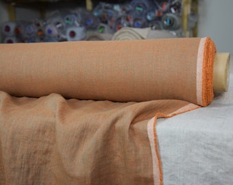 IN STOCK. Pure 100% linen fabric Margarita Tawny 190gsm. Burnt orange melange. Washed-softened.