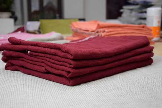 Linen Fabric - "Julia Red Dahlia", Deep Dark Red, 210gsm (6.2oz), 100% Pure, Pantone 19-1555, Premium Quality! OUT OF STOCK