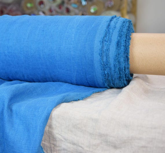 Linen Fabric "Gloria Aged Turquoise", Wash-Out Effect, 200gsm/6oz, Beautiful Stonewashed Texture, Medium Weight, Premium Quality, IN STOCK!