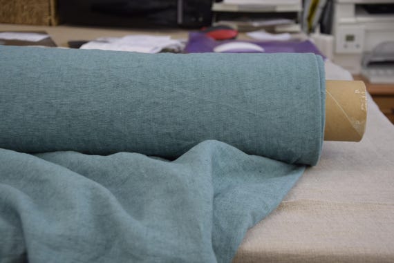 100% Linen Fabric Luna Blue Spruce. Heavyweight 290gsm/9oz. Blue-Green, Teal. Premium Softened Crinkled. For Sewing. By the Yard/Meter.