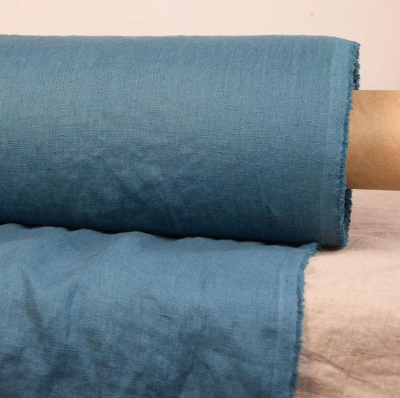 Fabric Linen "Aura Blue Spruce", Tightly Woven, Preshrunk, Soft 125gsm (3.7oz), Blue-Green Hue, High-Quality Lightweight Material, IN STOCK!