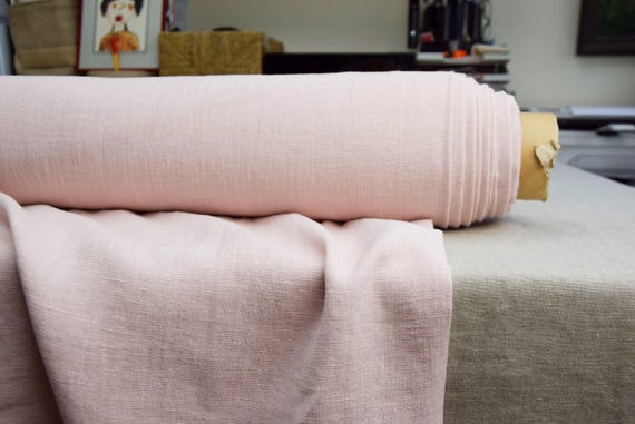 Pure Linen Fabric "Nata Quartz Pink" | Heavy Muted Rose Pink Linen | Washed, Softened, Dense Fabric for Apparel & Home Decor | by the Yard.