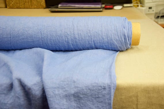 Pure Linen Fabric "Aura Deep Periwinkle Blue". Lightweight 125gsm/3.7oz Premium 100% Linen. Very Peri, Iris Blue. Stonewashed. IN STOCK!