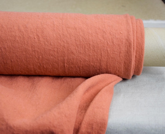 Premium Heavyweight  Linen Fabric - "Ramona Burnt Siena", 460gsm (13.6oz), 100% Pure, Upholstery, Eco-Friendly, Pantone 17-1544, IN STOCK!