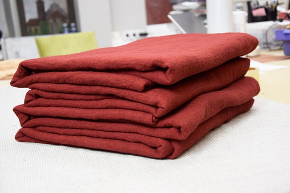 REMNANTS SALE!!! 100% linen fabric Julia Fired Brick 210gsm(6.20 oz/yd2). Pantone 19-1337, Dark red color with a slightly brown undertone.