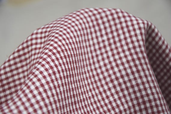 100% Linen Fabric Augusta Red Gingham, By the Yard, By the Meter. Premium Quality, 3mm Petty Check, Midweight 170gsm/5.3oz, Soft, Preshrunk.