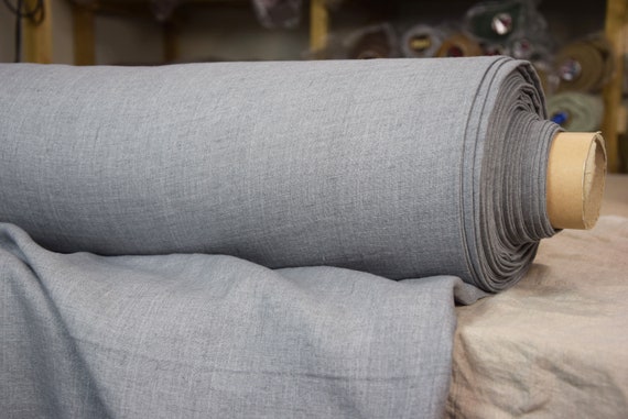 100% Linen Fabric "Astra Classic Gray" 170gsm. Neutral gray/grey chambray melange. Washed-softened. IN STOCK. With Small deffect.