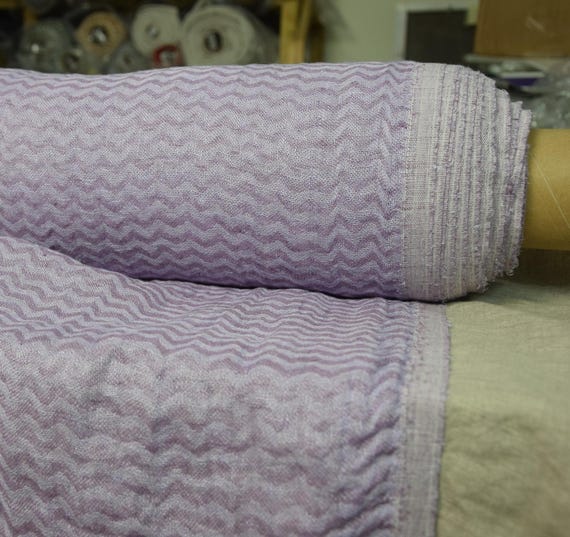 Foggy Violet Chevron Linen Fabric - "Delta", Soft Wrinkled Texture, 140gsm/4.15oz, Washed Pre-Shrunk, Premium Quality, Gorgeous, IN STOCK!