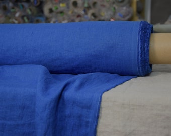 IN STOCK. Pure 100% linen fabric Gloria Classic Blue 200gsm (5.90 oz/yd2). Medium weight, densely woven. Widht 145cm (57").