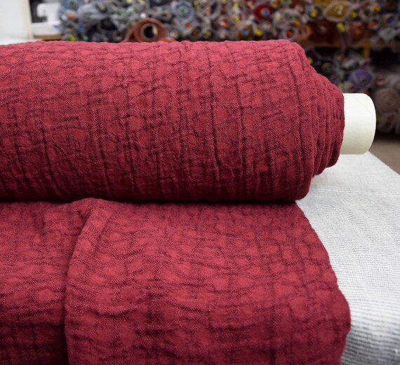 Deep Dark Red Linen - "Vita Dahlia", Fluffy Soft, 100% Pure, 230gsm (6.8oz), Premium Quality, OOAK, Pantone 19-1555, Ready to Sew. IN STOCK!
