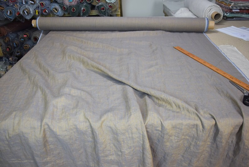 Washed-softened. copperblue colors Melange Pure 100/% linen fabric Margarita Blue Copper 190gsm