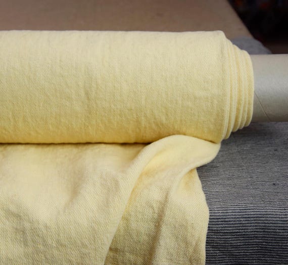 Heavyweight Upholstery Linen Fabric - "Ramona Vanilla Custard", 460gsm (13.6oz), 100% Pure, Eco-Friendly, Pantone 12-0815. OUT OF STOCK.