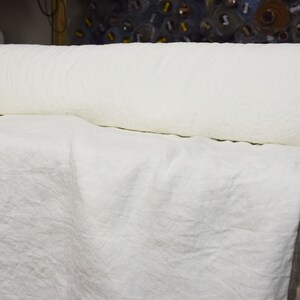 IN STOCK. Pure 100% linen fabric Gloria Off-White 200gsm6oz/yd2. Medium weight, densely woven, washed, softened. image 3