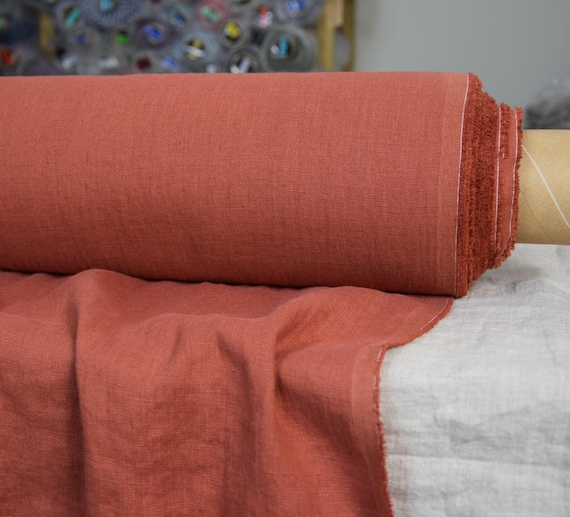 Linen Fabric - "Gloria Mexicana", Reddish-Orange-Brown, Softened Washed, 190gsm (5.6oz), Beautiful Saturated Hue, High Quality, IN STOCK!