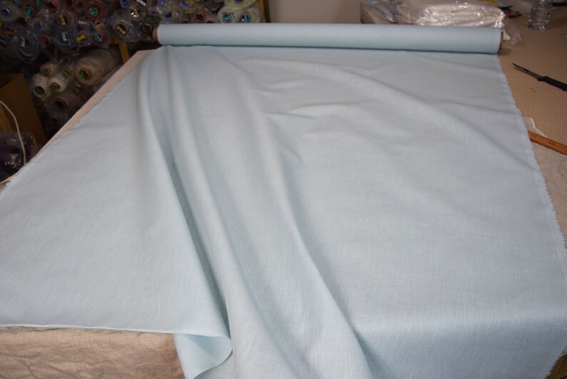 IN STOCK. Linen fabric Nata Water-Pro Milky Blue 280gsm. Light pale blue. Water-resistant. Water Proof. The last piece 1.10mx1.45m43x57 image 4