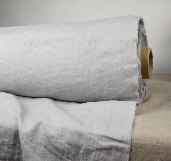 Pure 100% linen fabric "Gloria Dawn Sky" 200gsm (5.9oz/yd2). Pale gray with cool bluish-purplish tone. Linen in Bolts. In Rolls. WHOLESALE.