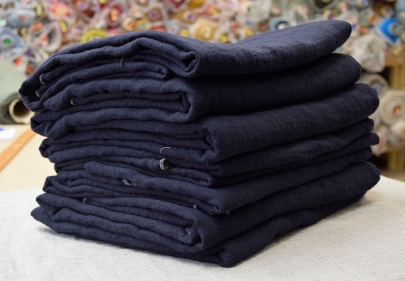 REMNANTS SALE!!! 100% linen fabric Julia Eclipse 210gsm (6.20 oz/yd2). Pantone 19-3810 rich dark mysterious shade of blue-magenta, indigo.