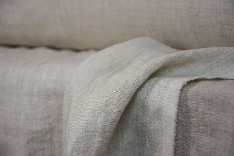 Pre-washed Pure linen fabric Aura Beige Melange 125gsm softened. Pale gray melange made from white and not dyed flax