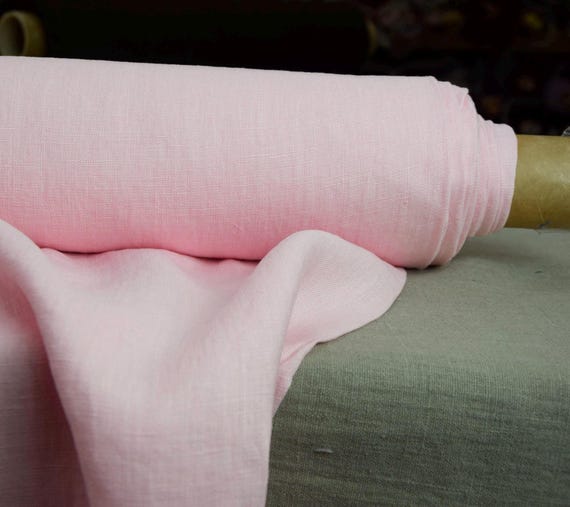 Linen Fabric "Gloria Candy Pink". Medium Weight (200gsm/6oz/yd2), Plain Weave, Prewashed 100% Pure Linen. High Quality. IN STOCK.