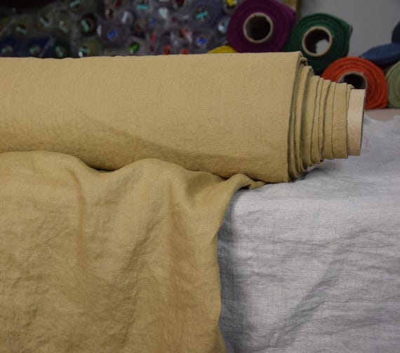 Pure 100% linen fabric Gloria Camel 190gsm(5.60oz/yd2). Saturated tanned brown. Washed-softened. Out OF STOCK.