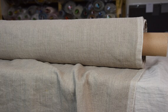 IN STOCK. Pure 100% Linen Fabric Luna Natural 290gsm 8.55 Oz/yd2. Woven  From Undyed Flax, Gray-taupe Earthy Color. Heavy, Washed-softened. 