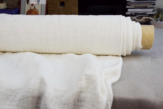 Linen Fabric "Rona Textured Canvas Off-White", 200gsm (6oz), Medium Weight, Stonewashed Softened, Beautiful 100% Linen By The Yard IN STOCK!