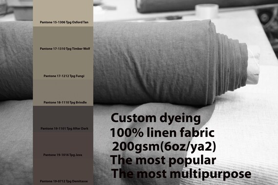 CUSTOM DYEING 100% linen fabric 200gsm (6oz/yd2). Gloria - the most popular linen fabric. Pantone stone coriander gray rock pallette No 22.