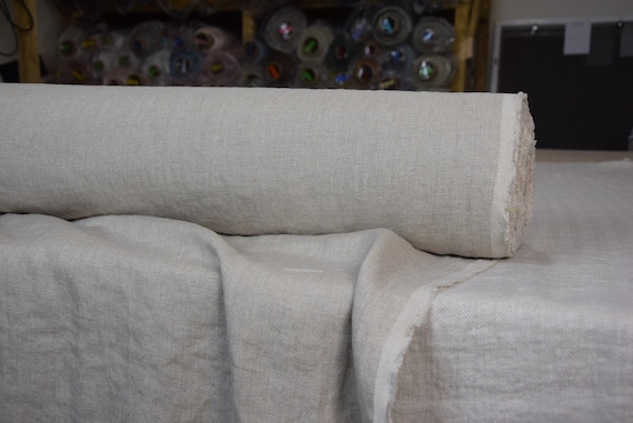 Temporarily OUT OF STOCK. Pure 100% linen fabric Hera Natural 215gsm. Undyed flax, organic, earthy . Washed-softened.