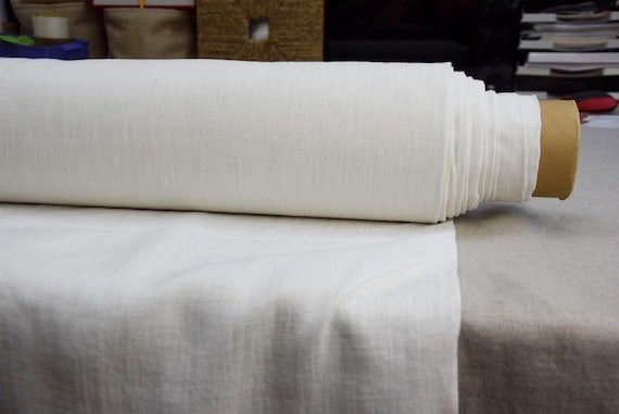 Linen Fabric "Gloria Aged White". Medium Weight 200gsm. Pure 100% Linen. Faded Grayish Off-White (Worn Wash-out Look). IN STOCK!