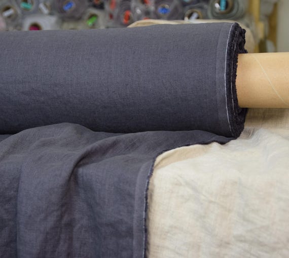 Linen Fabric - "Gloria Truffle Gray", 200gsm (6oz), 100% Pure, Pre-Srunk & Softened, Deep Gray-Brown Hue, Hint of Purple! IN STOCK!