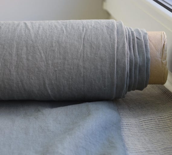 Premium Linen Fabric - "Augusta Gothic Gray", Dusky Gray-Green-Blue Shade, Soft Washed, 170gsm (5oz), Unique and Beautiful, IN STOCK!