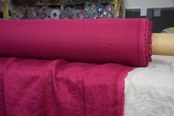 Linen fabric "Aura Red Plum" 125gsm. Pure 100% Linen. Red color, blue-purple undertone. Temporarily OUT OF STOCK. Custom dyeing available.