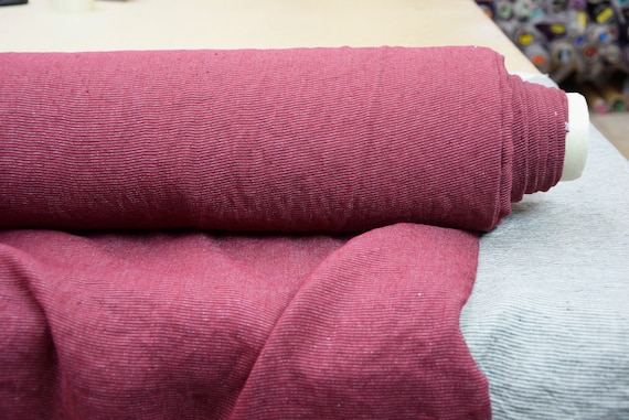 Fabric "Charlotte Red Dahlia" 185gsm. Pure Linen with Lurex 3%. Subtle Elegant Silver Lurex thread. Preshrunk Washed, Soft Drapy. IN STOCK.