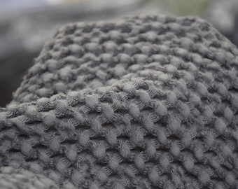 Linen/cotton 48/52% fabric "Gloria Waffle Warm Gray" 250gsm (7.7oz/yd2). Stonewashed, Fluffy, Soft. The last piece 1.25x0.40m (49"x17").