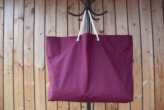 IN STOCK. Pure 100% linen shopping bag Burgundy Water-Pro. Water&mud repellent, waterproof. Water-resistant, impregnated. Tote bag.