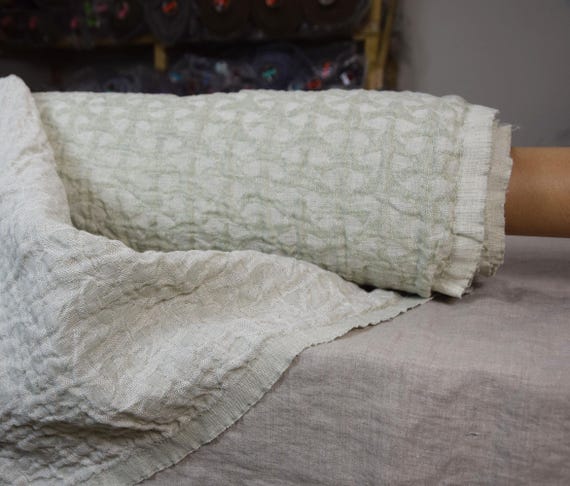 Premium Fluffy Linen Fabric - "Vita Italian Ice Green", Double-Faced & Naturally Wrinkled, 220gsm, Soft, Washed, Gorgeous Feel, IN STOCK!