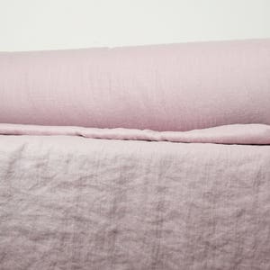 IN STOCK. Pure 100% linen fabric Gloria Dogwood 200gsm 5.90oz/yd2. Muted dusty pink, lavender-violet hue. Softened. Widht 145cm 57. image 4