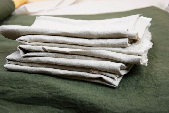 REMNANTS SALE!!! 100% pure linen fabric Gloria Natural 190gsm(5.8oz/yd2). Undyed linen flax offcuts. Small pieces. Eco-friendly sustainable.