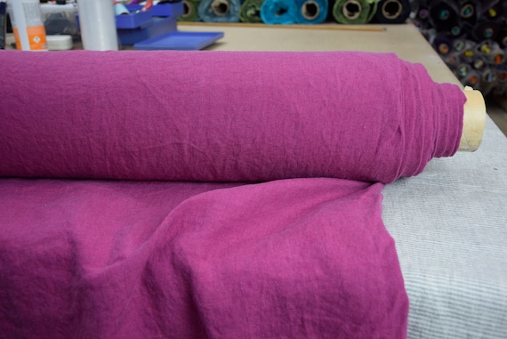 Linen fabric "Margarita Rose Violet" 200gsm(6oz/yd2). Pure 100% linen. Pantone 17-2624 color (fuchsia, raspberry, dark orchid). IN STOCK.