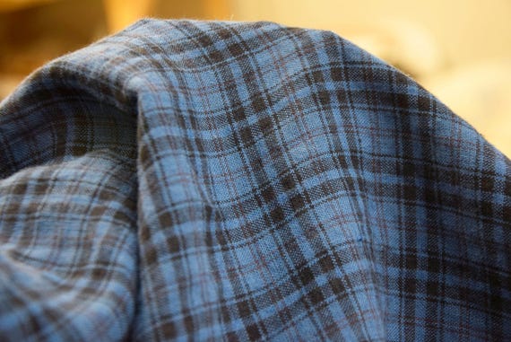 Gorgeous Linen Fabric "Elba Blue Tartan", 200gsm/6oz, Medium Weight, Soft Washed, Tightly Woven, Beautiful Checkered Design, IN STOCK!