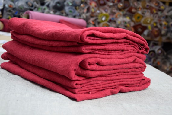 REMNANTS SALE!!! Pure 100% linen fabric Julia Viva Magenta 210gsm(6.20 oz/yd2). Use 18-1750 Pantone color of year 2023 in your design!