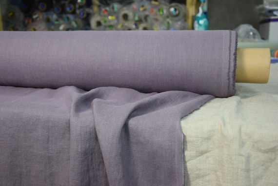 Linen Fabric "Gloria Dimmed Lilac" 200gsm (6oz/yd2). Gray-Purple. Pure 100% Linen. Densely woven, Preshrunk, High Quality. IN STOCK.