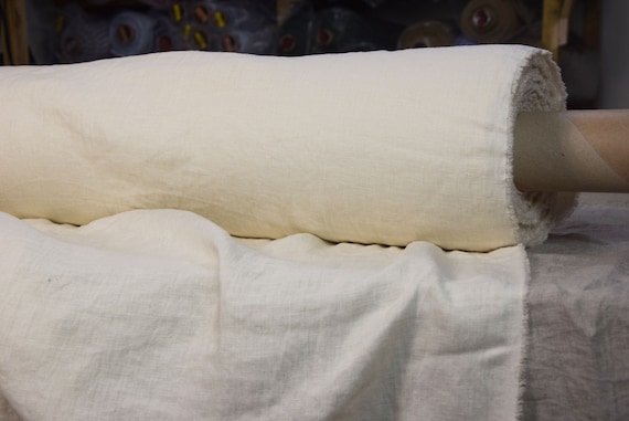 WHOLESALE. Pure 100% linen fabric Gloria Ivory 200gsm (5.90oz/yd2). Middle weight, dense, washed-softened. Widht 145cm (57").