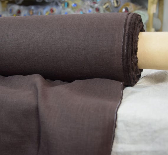 Premium Brown Linen Fabric - "Gloria Dark Chocolate", Soft Washed 200gsm (6oz), 100% Pure, Beautiful Texture, Natural, Organic, IN STOCK!