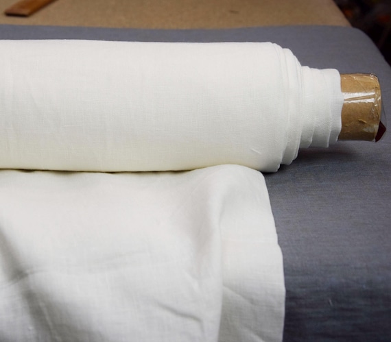 Off-White Linen Fabric - Astra, Softened & Pre-Shrunk, 100% Pure, Lightweight 170gsm (5.2oz), Beautiful Quality, Perfect Drape, IN STOCK!