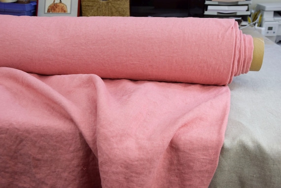 Linen Fabric "Nata Romantic Rose", Pink, Washed, Softened, 240 gsm 100% Linen, Densely Woven for Apparel, Home Decor, by the Yard. IN STOCK!