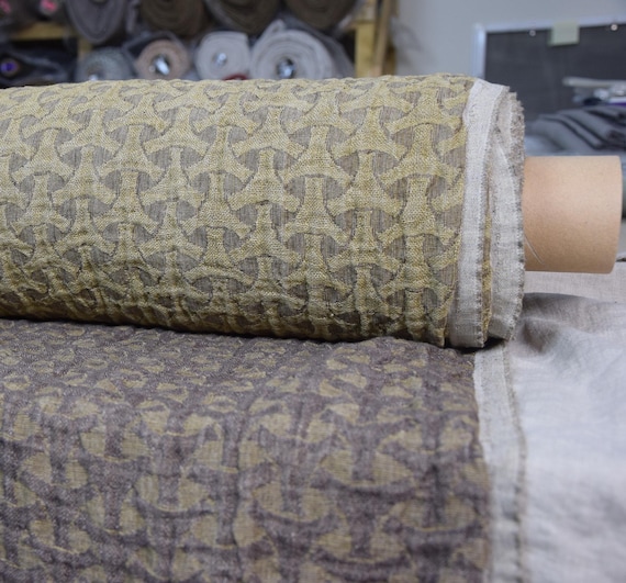 Linen Fabric "Vita Smoky Brown", Fluffy Double-Faced, 220gsm/6.5oz, Softened & Washed, Premium Quality, Beautiful Creased Texture, IN STOCK!