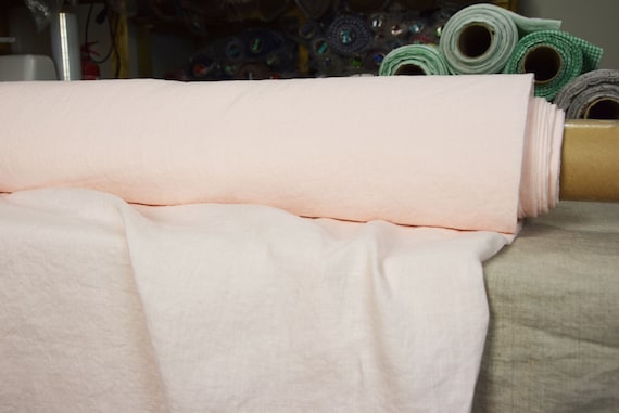 IN STOCK. Pure 100% linen fabric Gloria Piggy Pink 200gsm (5.90 oz/yd2). Pale rose. Organic, eco-friendly, sustainable.