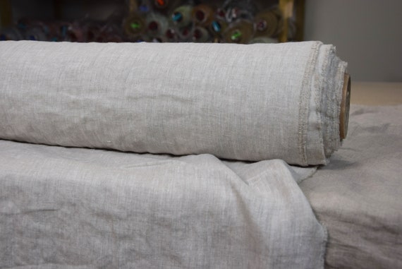 Temporarily OUT OF STOCK. Linen fabric Augusta Beige Melange 145gsm (4.28oz/yd2). Washed-softened. Widht 145cm (57").